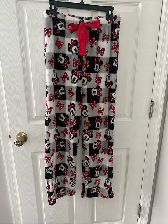 Disney Other - Adults Red & Black Minnie Bow Fleece Pajama Pants